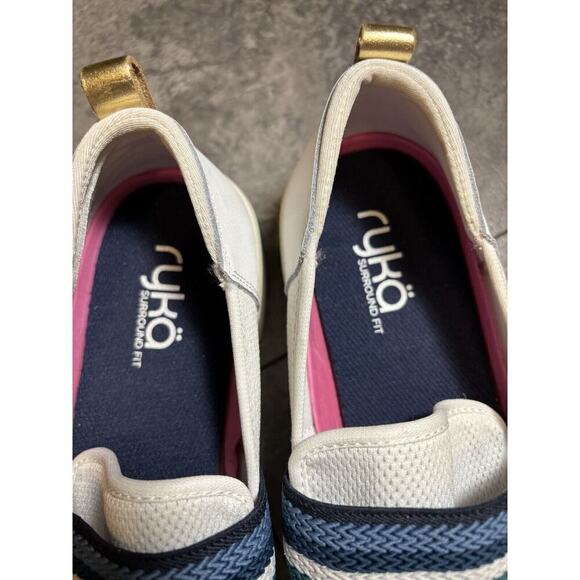 RYKA HAZE Surround Fit Slip-On Shoe White Mesh Leather Striped Strap Sz 11 M - Picture 6 of 7